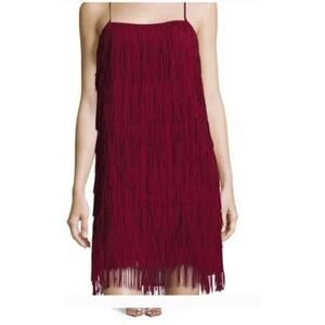 Nicole Miller Burgundy Fringe Mini DressWomen's Size 6